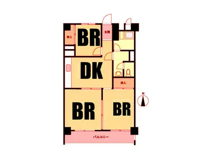 山王台マンション(3DK/2階)の間取り写真