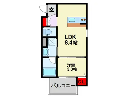 重住3丁目アパート(1LDK/1階)の間取り写真