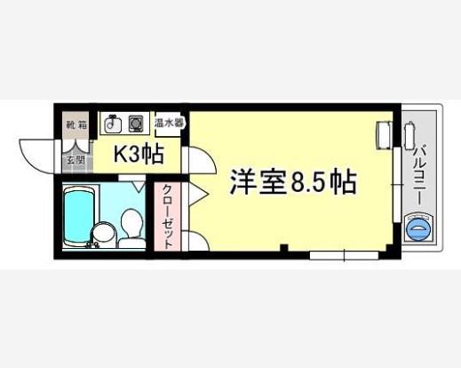 ムトーハイツ(1K/1階)の間取り写真