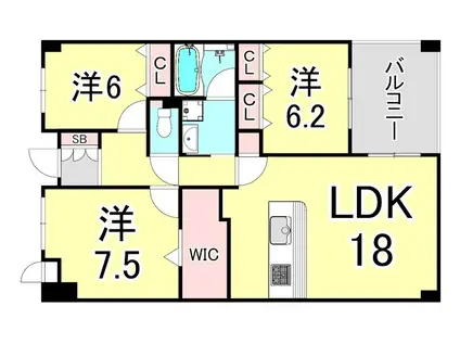 デセンテ甲子園口(3LDK/4階)の間取り写真