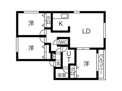 エクセラン新琴似(3LDK/2階)の間取り写真