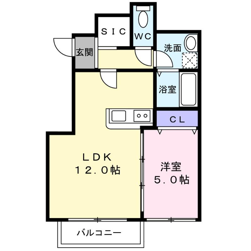 ハウスモメゾン大浜 B(1LDK/1階)の間取り写真