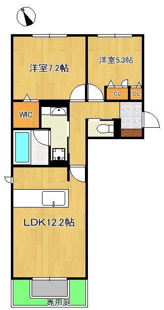 プレステージIV(2LDK/1階)の間取り写真