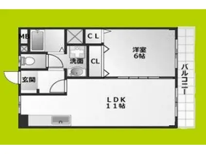 第二サンレジデンス(1LDK/4階)の間取り写真