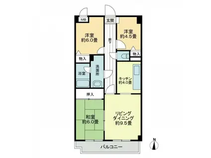 スカール西条(3LDK/6階)の間取り写真