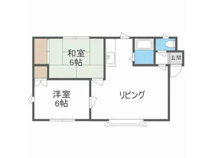 レジデンス発寒A(2LDK/3階)の間取り写真