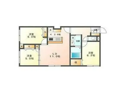 FAVORITE ウエスト65(3LDK/3階)の間取り写真