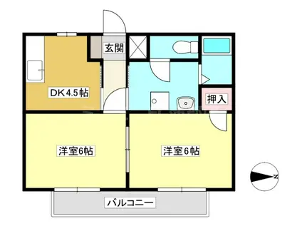 グランデージ吉見(2DK/2階)の間取り写真
