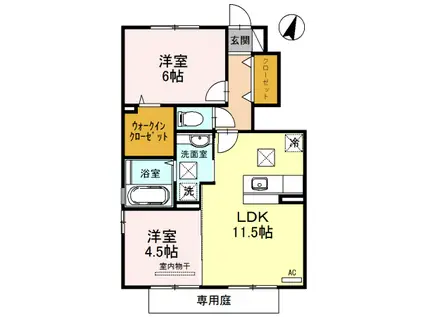 モクレン(2LDK/1階)の間取り写真