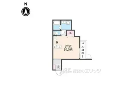 LEI椥辻(ワンルーム/2階)の間取り写真