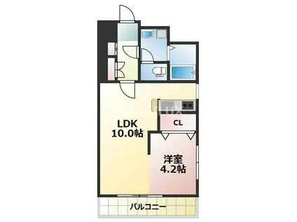 ブリスポート新屋敷(1LDK/3階)の間取り写真