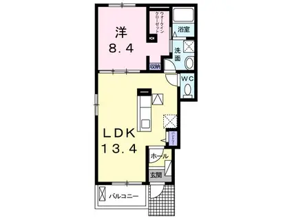 グレイス III(1LDK/1階)の間取り写真