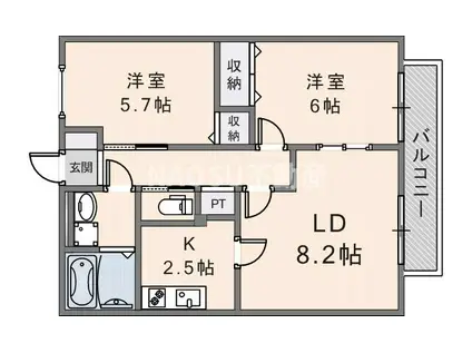 メゾンドエトワールA棟(2LDK/1階)の間取り写真