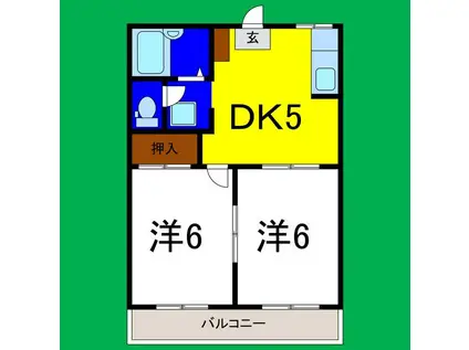 サンステージ上助任(2DK/1階)の間取り写真