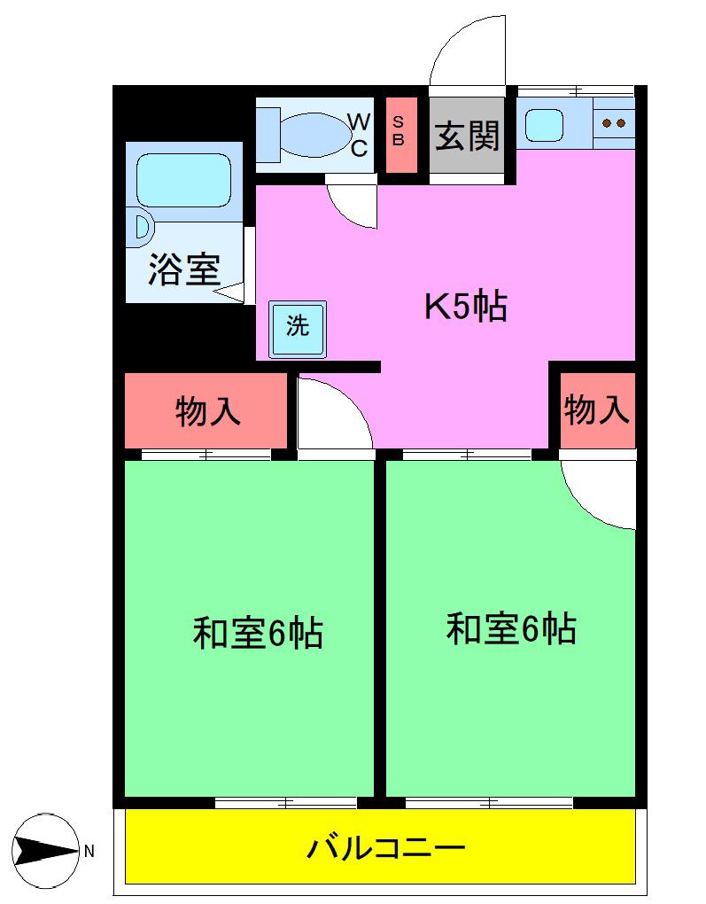 コーポ大野(2DK/1階)の間取り写真
