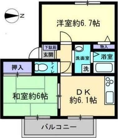 フォブール久保(2DK/2階)の間取り写真