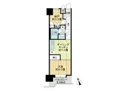 ライオンズマンション本町第二(1SDK/2階)の間取り写真