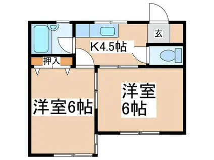 第3ファミリーハイツ(2K/1階)の間取り写真