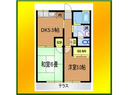 シティーハイム高倉(2DK/1階)の間取り写真