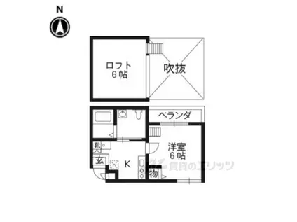ロフティ同志社北(1K/2階)の間取り写真