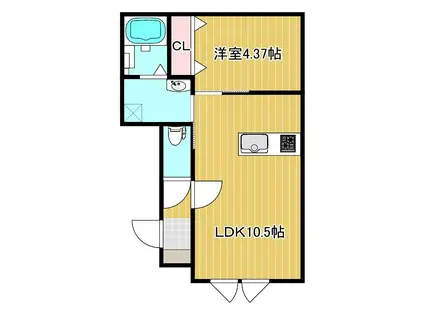 ルミナーレ公園B(1LDK/1階)の間取り写真