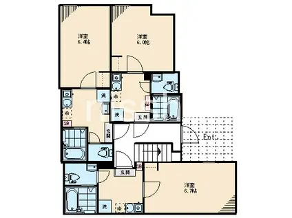 プルメリア練馬(1K/1階)の間取り写真