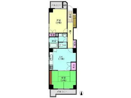 カーサヴィエント(2DK/3階)の間取り写真