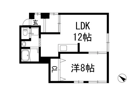 池田クレハマンション(1LDK/1階)の間取り写真