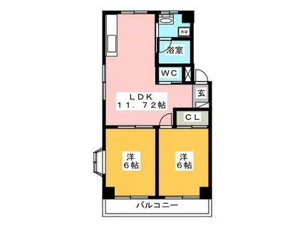 エトワール中間(2LDK/1階)の間取り写真