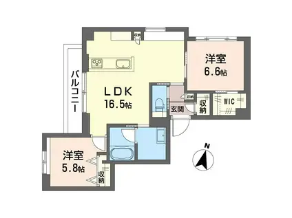 リシャール(2LDK/2階)の間取り写真