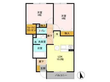 エクセルハイムヤマセイ(2LDK/1階)の間取り写真