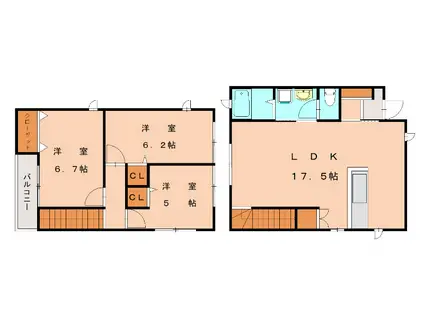 ヴァン・ヴェール美郷D(3LDK/1階)の間取り写真