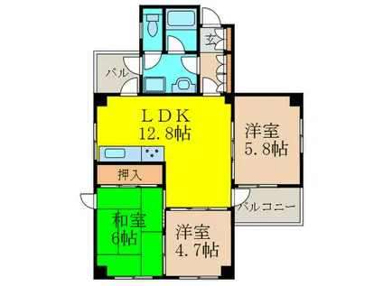 マリンクレール御影(3LDK/2階)の間取り写真