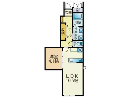 SUN VIA下到津(1LDK/1階)の間取り写真