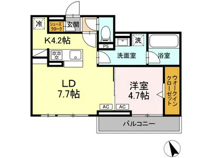 リエート(1LDK/3階)の間取り写真