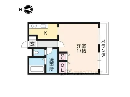 ベルヴィ大将軍(1K/3階)の間取り写真