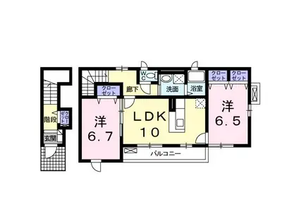 クレストM六番館(2LDK/2階)の間取り写真