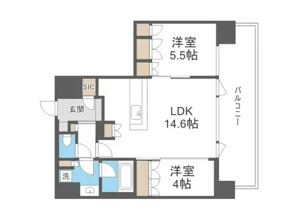 NOIRE北堀江(2LDK/5階)の間取り写真