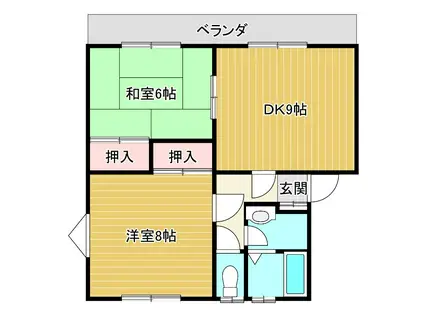 TWINKLEけやき(2DK/1階)の間取り写真