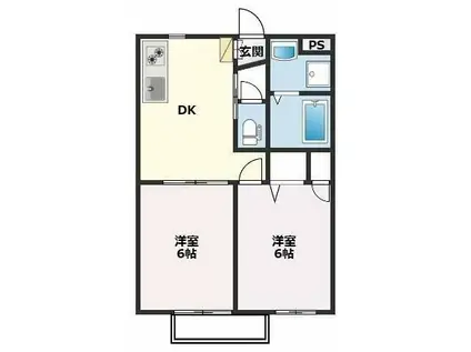 フラットコートII(2DK/1階)の間取り写真