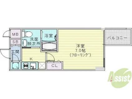 HS梅田イースト(1K/7階)の間取り写真