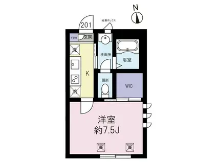 CLIFTON HILL(1K/2階)の間取り写真