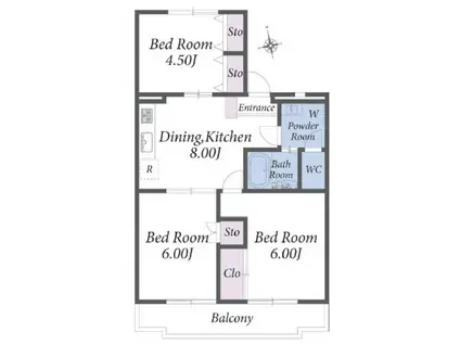 NINETY相模大野(3DK/1階)の間取り写真