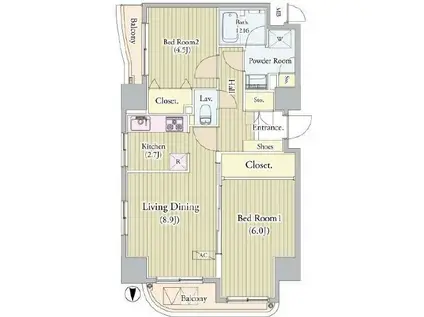 センテニアルタワー(2LDK/15階)の間取り写真