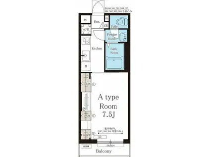 リブリ・浄心A(1K/1階)の間取り写真