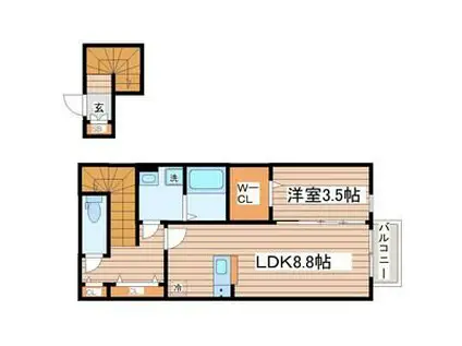 YU TERRACE(1LDK/2階)の間取り写真