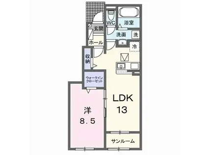 コルヴェール(1LDK/1階)の間取り写真