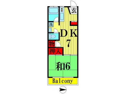 小野寺ハイツ(1DK/1階)の間取り写真