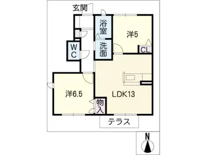 アルファ・ステージ A棟(2LDK/1階)の間取り写真