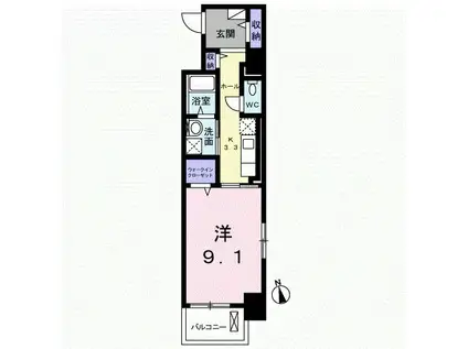 ジュネス トラント(1K/5階)の間取り写真